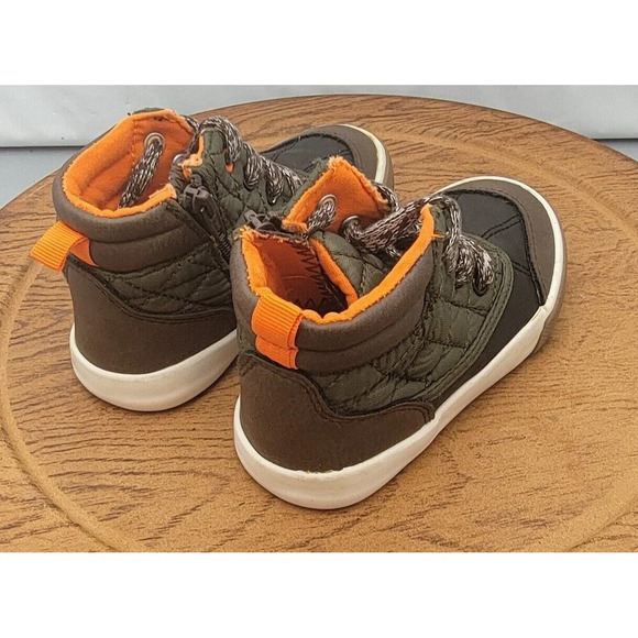 Cat & Jack Boys Boots Size 9 Orange Brown Side Zip Faux Leather - Picture 4 of 13